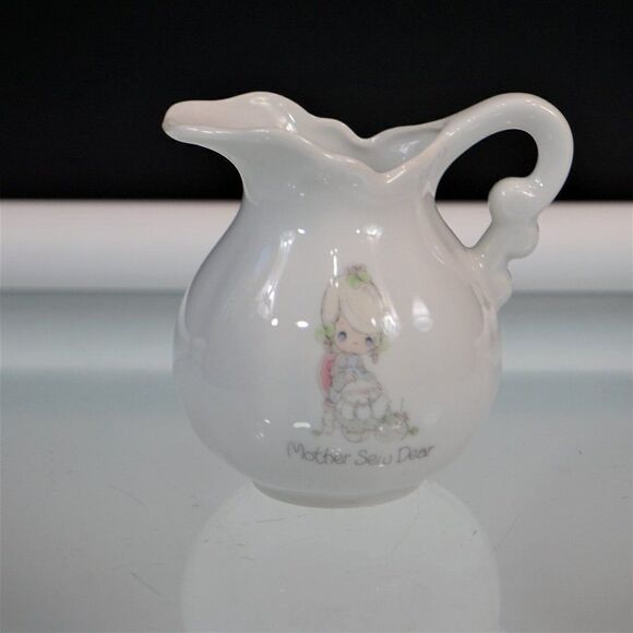 Precious Moments Mother Sew Dear Mini Pitcher 1986 Samuel J Butcher Enesco Japan - Picture 1 of 7